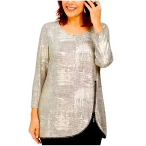 🪩NWT TIME TO SHINE JMC GOLD SPACE WOMEN’S XL RHINESTONE ACCENT PARTY GLAM SHIRT!